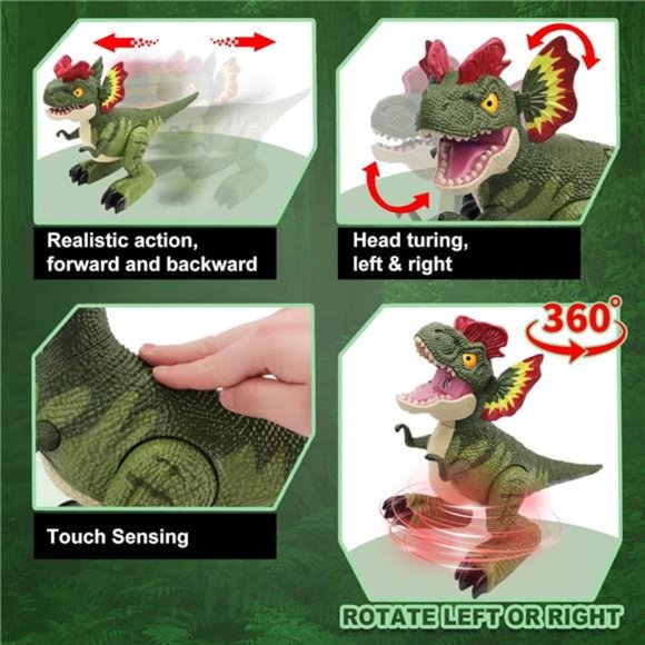 Remote Control Dinosaur Robot Toys- RC Electronic Walking Dino with Light - Picture 5 of 6